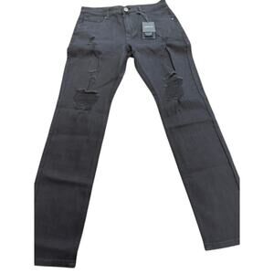 NWT!! "ABSECAI" SZ 32 Distressed Straight Leg/Skinny Jean Skateboarder Stretch
